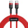 Kabel USB C - USB C 2m Baseus 60W 3A crveni, CATKLF-H09