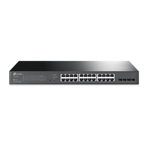 28672-2965_TL-SG2428P_UN_1.0_01_large_1594869164133w.jpg TP-Link TL-SG2428P JetStream Smart Switch, 24-port Gigabit PoE+ 802.3af/at, 4×Gbit SFP, 19" 1U rack mount (250W)