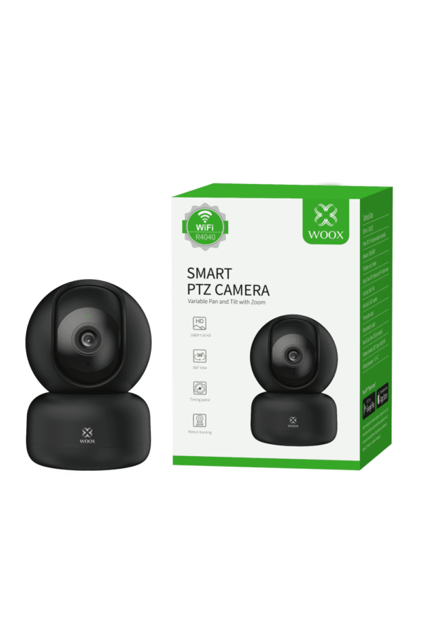 28935-2965_woox-r4040-black-ptz-indoor-hd-camera-360-p105-862_image.png Woox Smart Wi-Fi PTZ kamera, Full HD 1080p, 360°, dvosmjerni audio, detekcija pokreta, IR, microSD, WooxHome app, Alexa & Google Assistant, crna