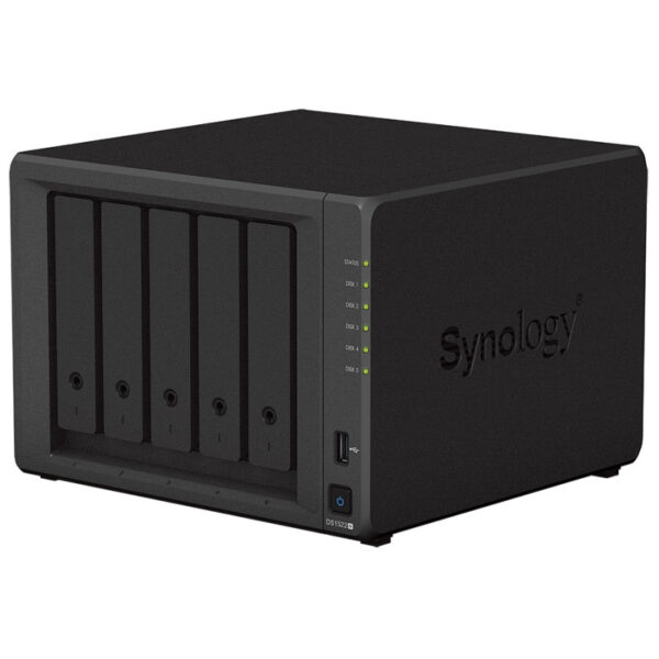 31070-2965_ds1522plus.jpg Synology DS1522+ DiskStation 5-bay NAS server, 2.5"/3.5" HDD/SSD/M.2, 8GB DDR4, 4×G-LAN, USB3.2/eSATA, Wake on LAN/WAN