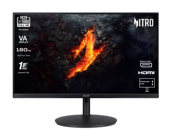 Monitor Acer Nitro XF0 XF240Y S3, 23.8" FHD, IPS, 180Hz 1ms, HDMI, DP, AMD FreeSync, Crni, UM.QX0EE.301