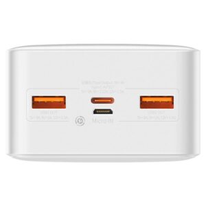 PowerBank Baseus Bipow 30.000 mAh, 20W, 2x USB, 1x MicroUSB input, 1x USB C (out, in) bijeli