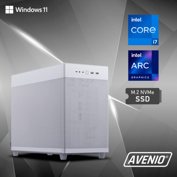 33693-2965_02242733.png Avenio ProGamer White Intel Core i7 12700F 32GB 1TB SSD NVMe SSD W11P Intel ARC A770 16GB GDDR6 P/N: 02242733