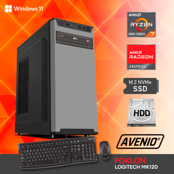 33748-2965_02242720.png Avenio ProMedia AMD Ryzen 7 5700G 4.60GHz 16GB 500GB NVMe SSD + 1TB HDD SATA W11P AMD Radeon Graphics + Tipkovnica i miš P/N: 02242720