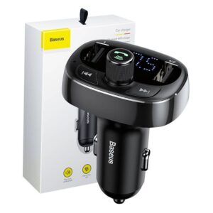Bluetooth FM Trasmiter + auto punjač Baseus T-Typed S-09 crni, 2x USB A, CCMT000301