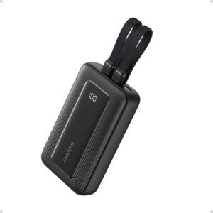Anker Zolo Powerbank 10.000 mAh, 30W sa ugrađenim USB-C + Lightning kabelima, crni