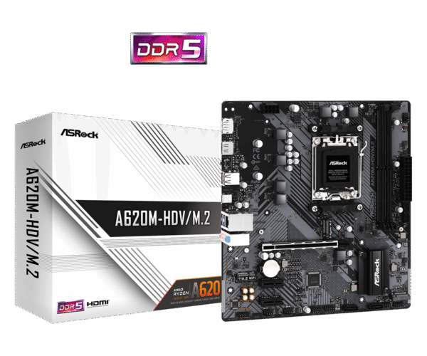 Matična Ploča ASRock A620M-HDV/M.2, AMD A620, AM5, mATX, DDR5