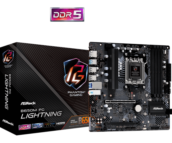 34085-2965_B650M20PG20LightningL1.png Matična ploča ASRock B650M PG LIGHTNING, B650, AM5, mATX, DDR5