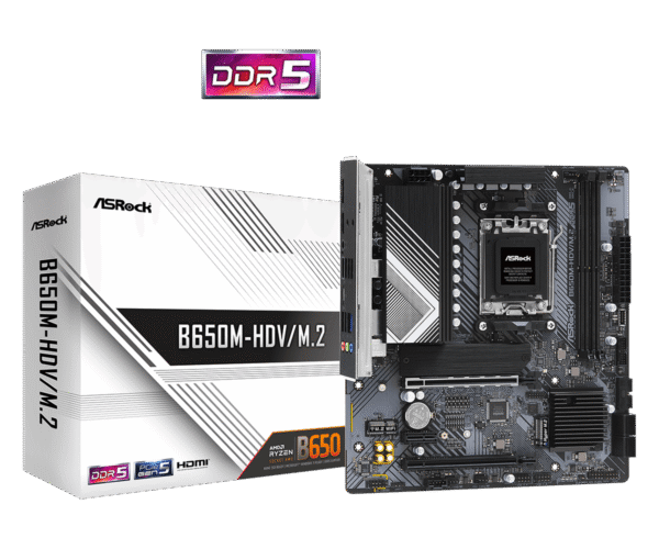 Matična ploča ASRock B650M-HDV/M.2, AMD B650, AM5, mATX, DDR5