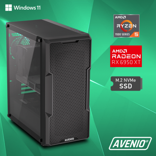 34493-2965_02242785.png Avenio Vector AMD Ryzen 5 7600X 4.70GHz 32GB 1TB SSD W11P AMD Radeon RX 6950 XT 16GB GDDR6 P/N: 02242785