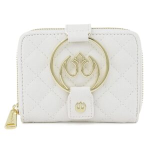 LOUNGEFLY STAR WARS WHITE GOLD REBEL HARDWARE ZIP AROUND