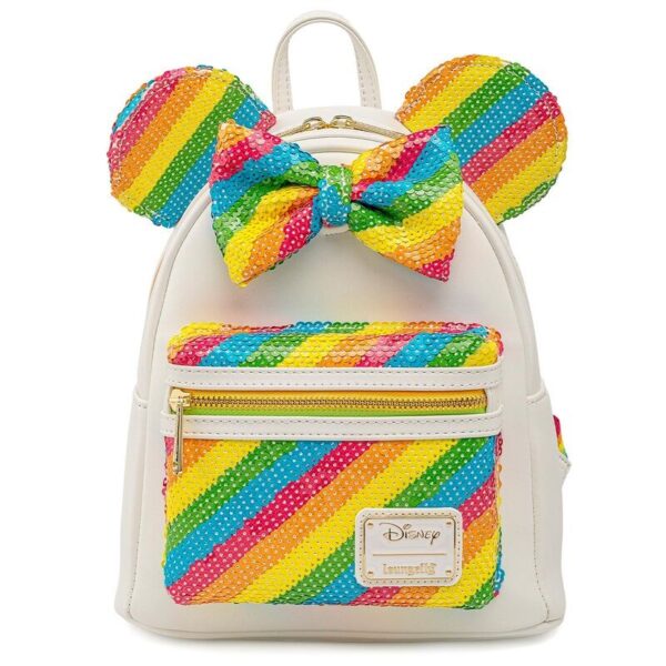 LOUNGEFLY DISNEY SEQUIN RAINBOW MINNIE MINI RUKSAK