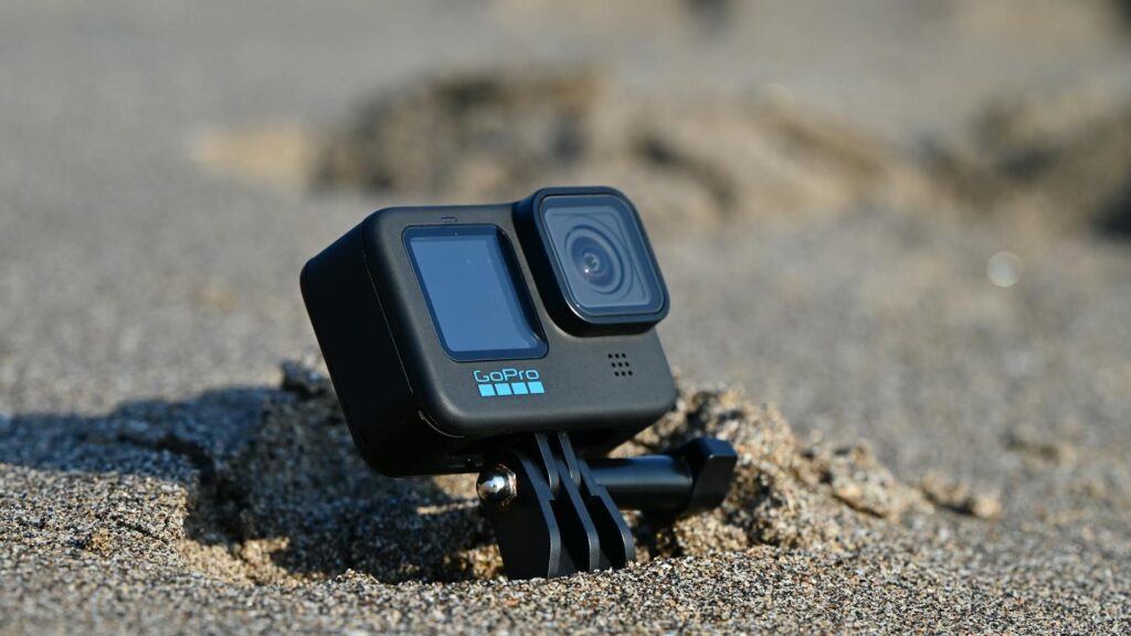 gopro camera on sand