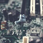 tilt shift photography of motherboard