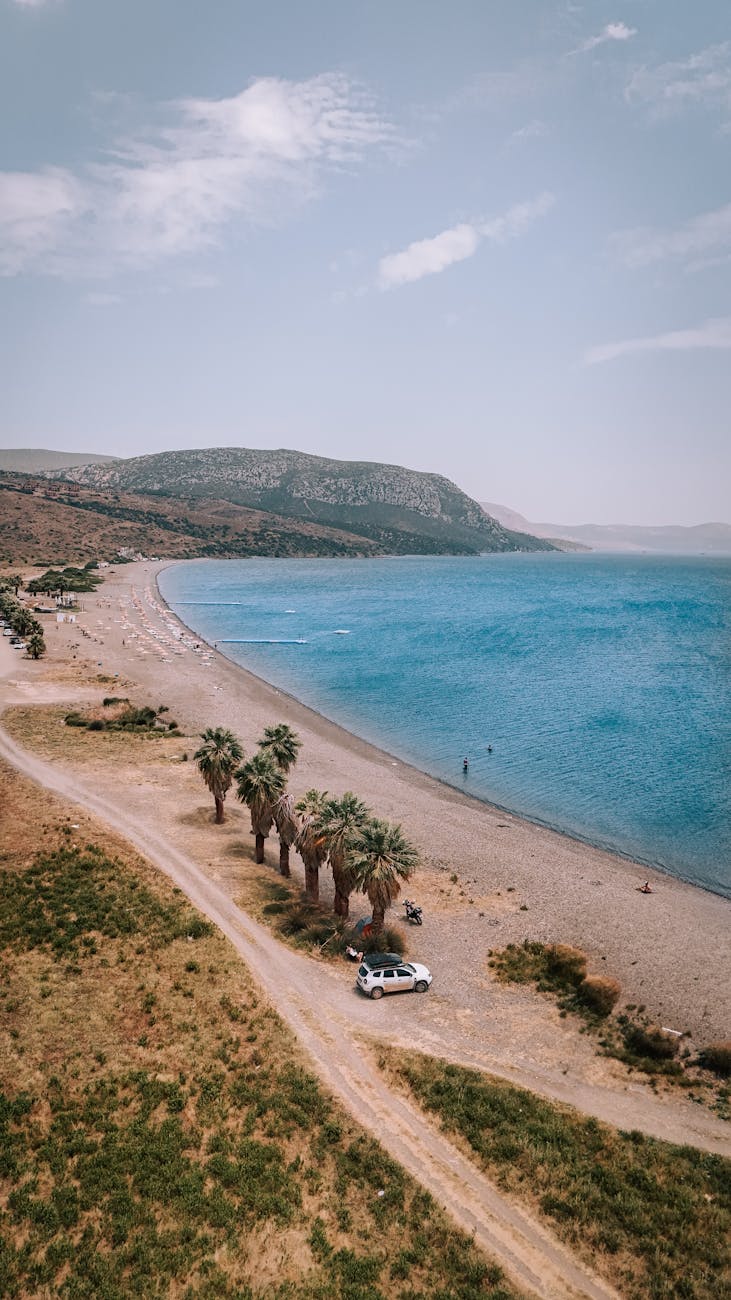 aerial view of scenic karaburun beach in izmir