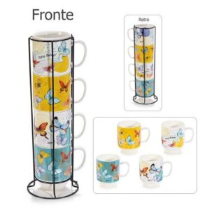 Set od 4 porculanske šalice s stalkom "Butterfly"