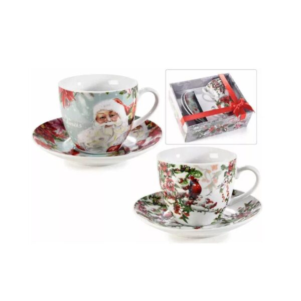 Božićni set od 2 šalice sa tanjurićem