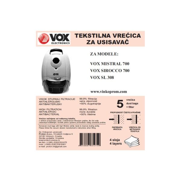 Vox SL777 vrećice za usisavač