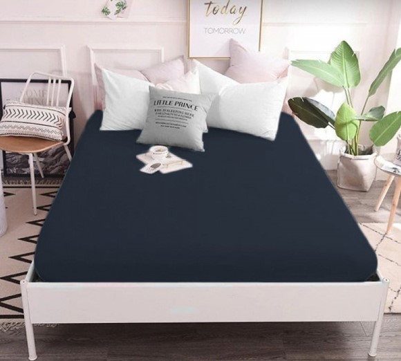 Plahta s gumicom-TAMNOPLAVA - 140x200 cm