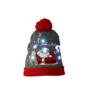 Božićna kapa s LED svjetlom "Djed Mraz i Jelenko"
