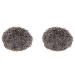 Par jastuka za stolice od umjetne ovčje vune Ø34cm  siva