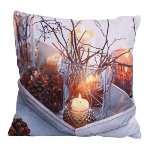 Ukrasni jastuk "Svijeća s granama" s LED svjetlom