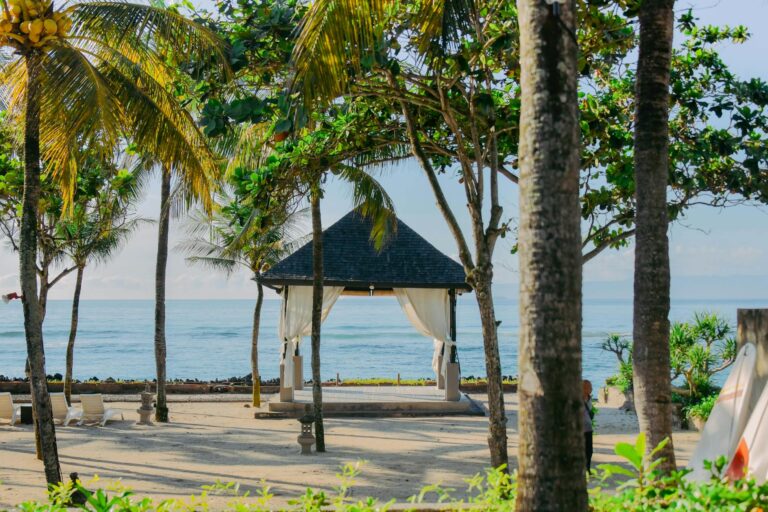 serene beachfront pavilion in bali indonesia